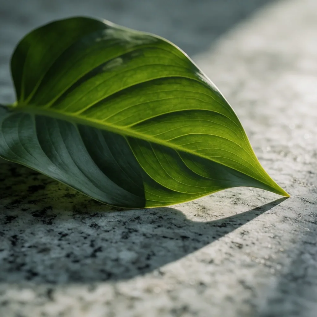 Natural botanical leaves on stone